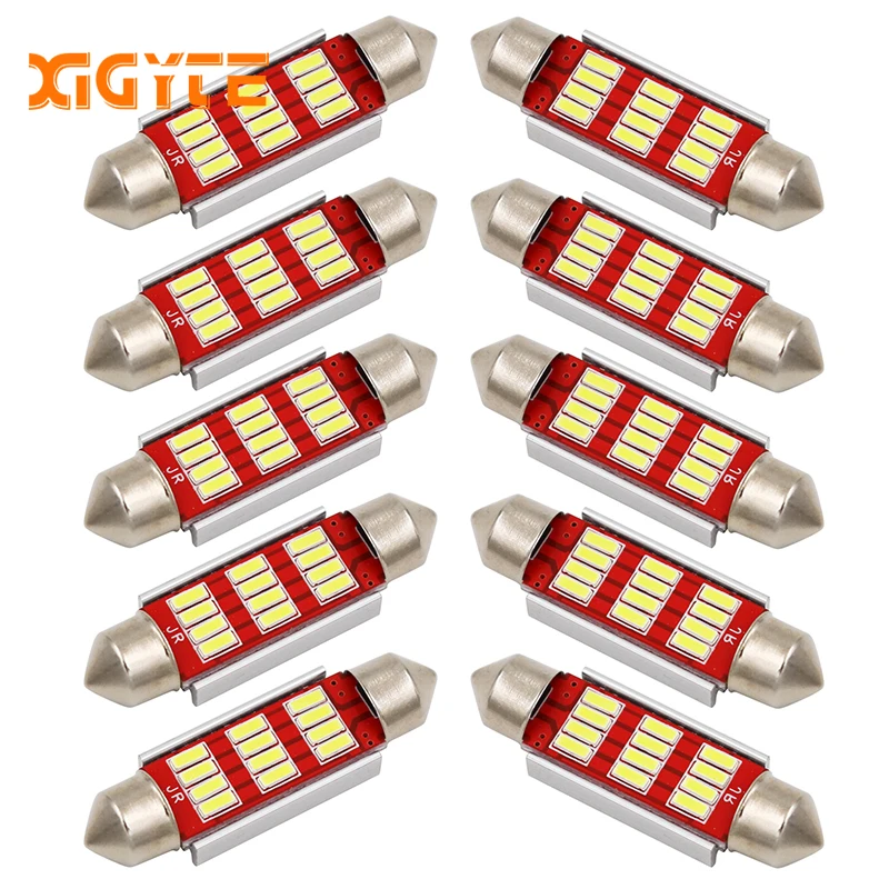 10 шт. гирлянда 31 мм, 36 мм, 39 мм, 41 мм C5W CANBUS Нет Ошибка Авто света 12 SMD 4014 светодио дный салона Купол Лампа настольная лампа белый DC12V