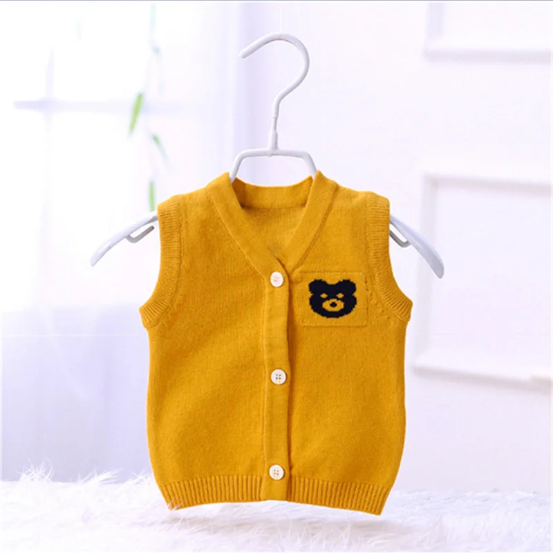 Вязаный свитер для новорожденных мальчиков и девочек, осенне-зимний жилет для малышей, курточки для новорожденных, теплая трикотажная одежда для малышей, Bebe, кардиганы, одежда - Цвет: yellow