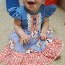 Aicton/ г.; дизайн из пасхального хлопка для маленьких девочек; Изысканная одежда для детей; платье с пасхальным кроликом; цвет синий, розовый; кружевное платье; сезон весна-лето