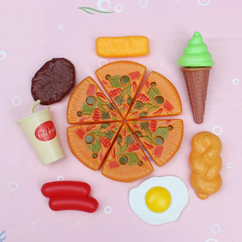 

Creative Material Dazzling Toys Fake Pizza Fast Cooking Pretend Kitchen Role Play Toy Board Game For Children Simulation Foods