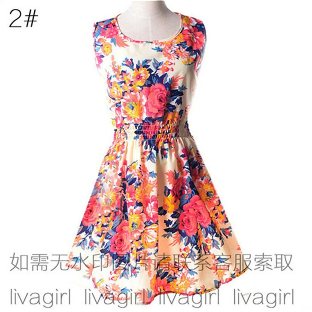 Summer Style Women Dress 2016 Thin Mini O-Neck Sleeveless Short  A Line WOMEN DRESS Plus Size XXL Printed Party Evening Dresses (4)