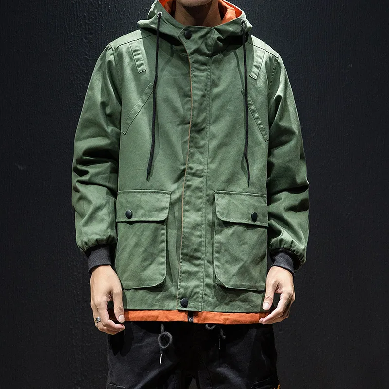 Contrast color outerwear coat mens clothing streetwear male jacket men high street hoodies hip hop jackets fashion clothes