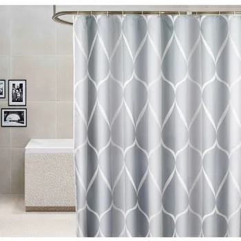 

Water drop shape waterproof mildew quick-drying thicken polyester cloth shower curtain metal hanging hole bathroom decoration
