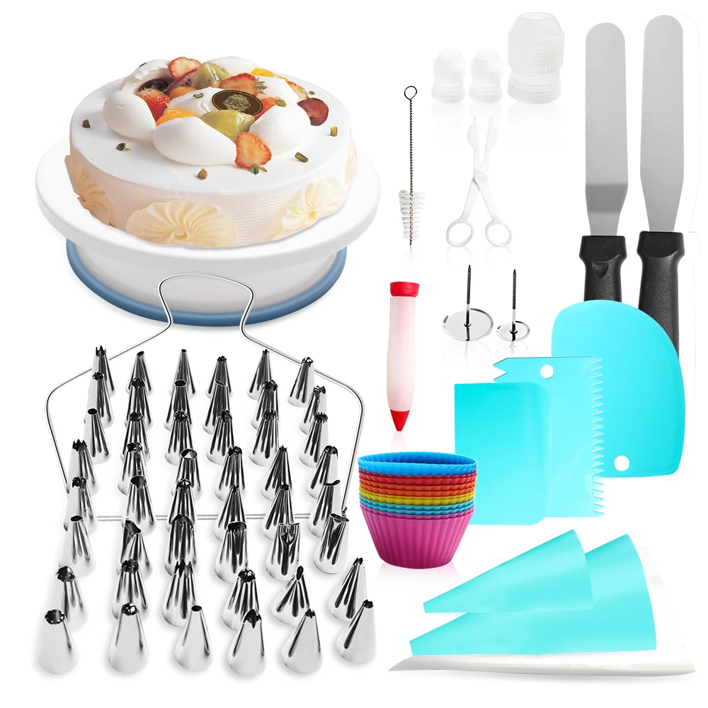 

Multi-function Cake Decorating Kit Cake Turntable Set Pastry Tube Fondant Tool Kitchen Dessert Baking Pastry Supplies