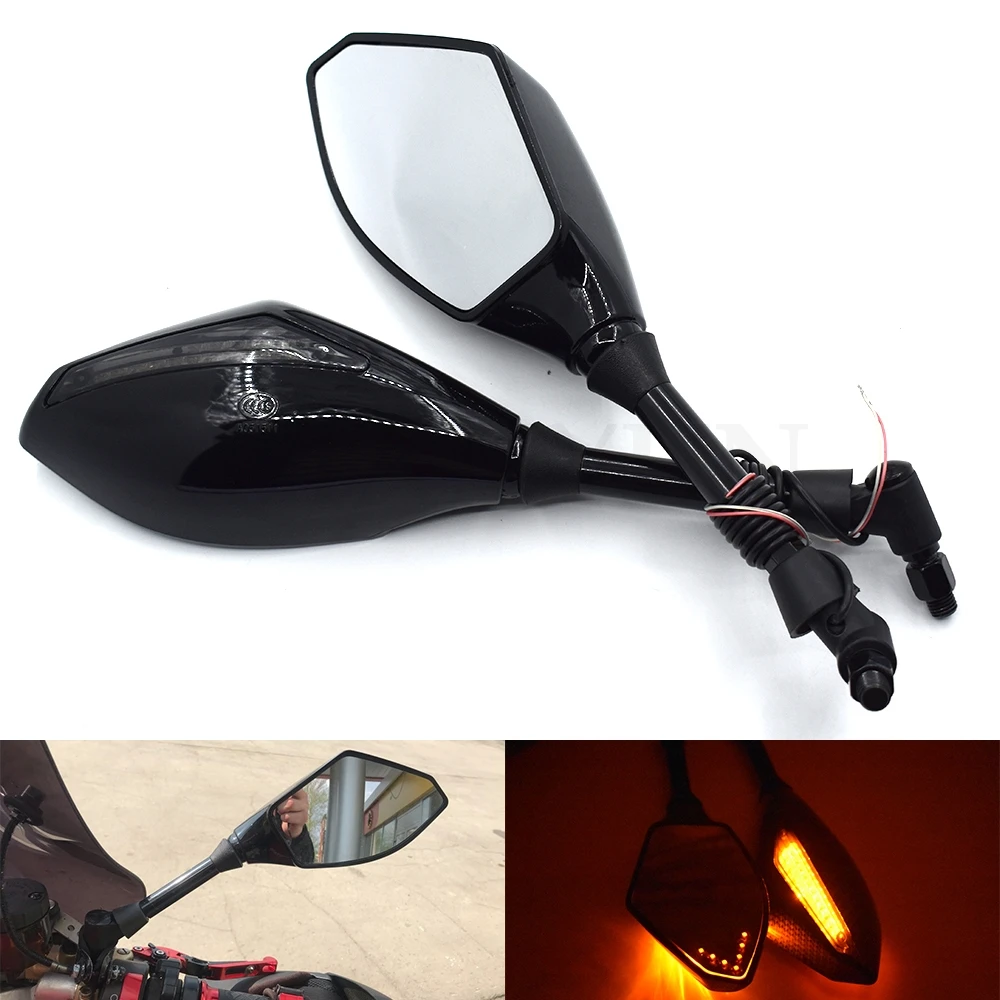

Motorcycle Rearview Mirrors Black With LED Turn Signal Integrated Mirrors For Triumph DAYTONA 675R SPEED TRIPLE 1050 SPEED