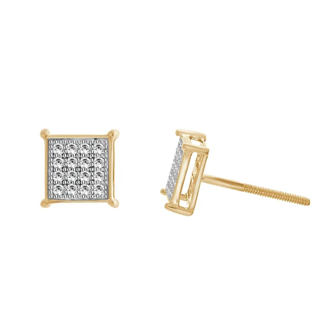 1 10 Carat Diamond Micro Pav Eacute Square Stud Earrings In 10k Gold 1 10 Carat Diamond Micro Pav Eacute Square Stud Earrings In