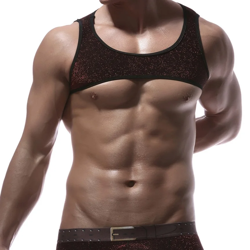 Мужские фитнес топы ремни короткая рубашка влагопоглощающие удаление шоу мышцы тренировочный жилет вечернее шоу Fad одежда
