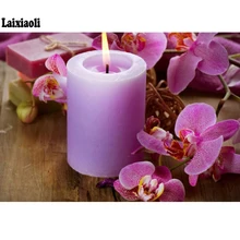 DIY фото на заказ Алмазная мозаика Фиолетовый Цвет Свеча изображение горного хрусталя 5d алмазная живопись полная Алмазная вышивка распродажа икон