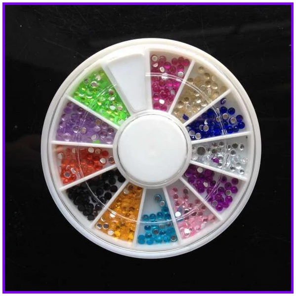 

1X Wheel Nail Art Rhinestones Decoration 3D 12 Design Mix Color Glitter Gems stone Round Bling Crystal Nail Studs