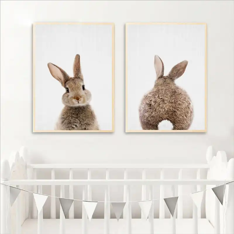 Bunny Rabbit Canvas Painting Woodlands Nursery Decor Animal Bunny Rabbit Canvas Painting Woodlands Nursery Decor Animal