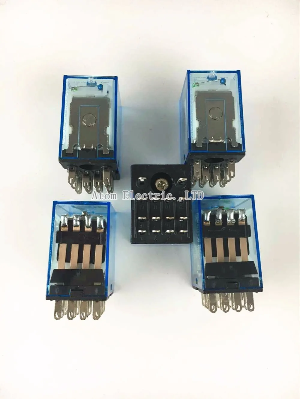 

5PCS MY4NJ DC AC 24V Coil 4NO 4NC Green LED Indicator Power Relay DIN Rail 14 Pin time relay