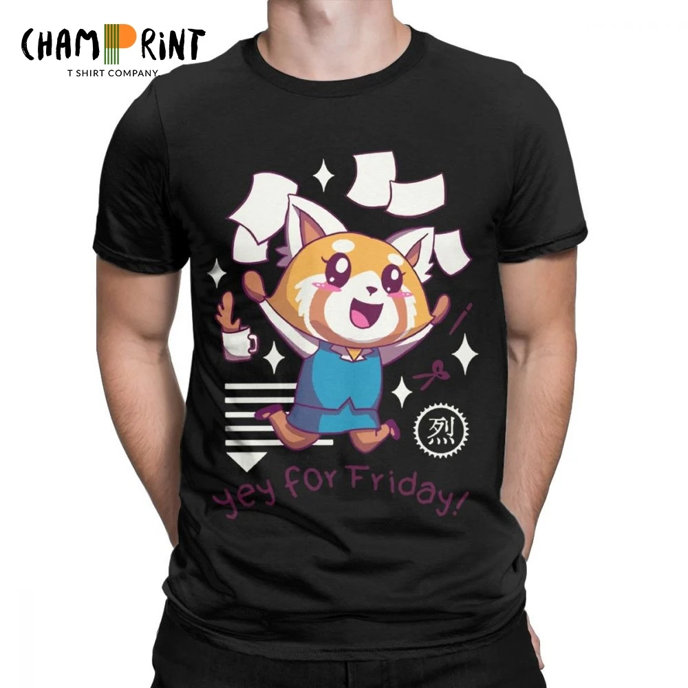 

Aggretsuko Tee Shirt Aggressive Retsuko Yey For Friday Happy Weeken T Shirt for Men 100% Cotton Novelty T-Shirts Party Clothing