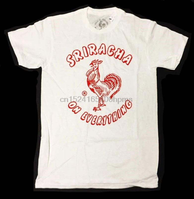 

Sriracha On Everything - Hot Chili Sauce - Mens Small White T-Shirt Graphic Tee