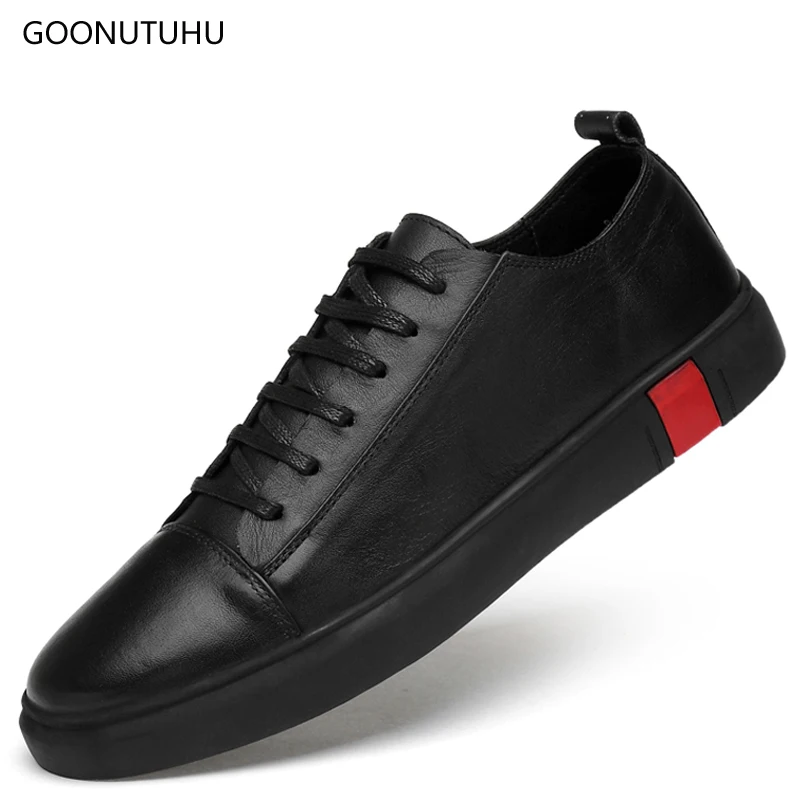 

2019 new fashion men's shoes genuine leather breathable blue black white platform shoes man lace up shoes for men big size 36-47