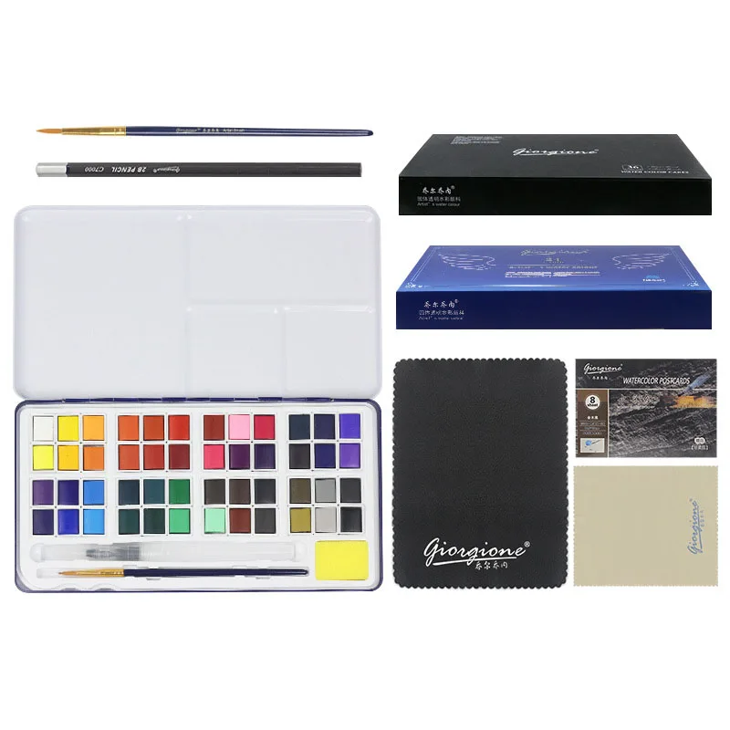 Goede 18 24 36 48 effen Aquarel set beginner Poeder cake Art Supplies borstel pigment 11 stuk set art student kwestie voor schilderen