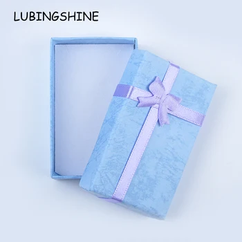 

LUBINGSHINE Blue Pink Red Wedding Gift Ring Boxes Jewelry Packaging 5*8 cm Small Paper Box for Christmas Birthday 12pcs/lot