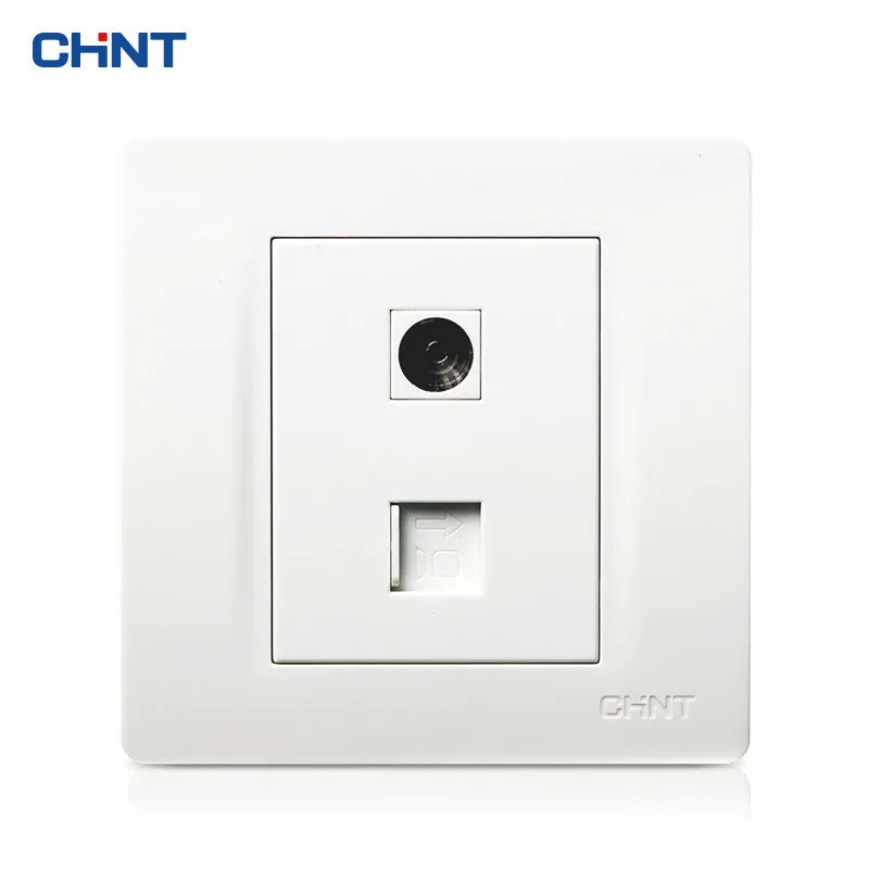 

CHINT Electric Socket Connect 86 Type Wall Switch Socket NEW7N Ivory White Television + Computer Socket
