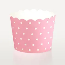 Розовый белый горошек упаковка для капкейков, Кондитерская бумага для маффинов точка Формы для кексов оловянные вкладыши, дешевые кексы коробки держатель поставки