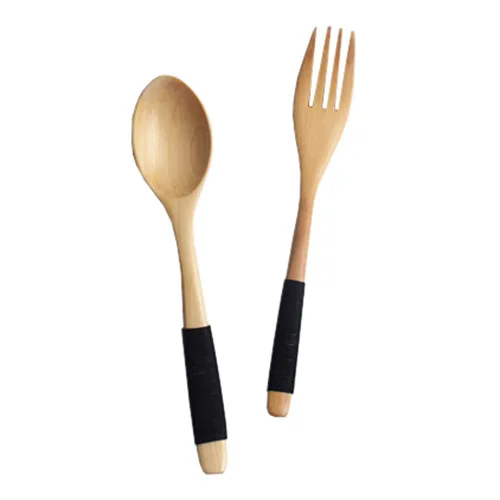 Eco Friendly Wooden Spoon and Fork Set Blackin Dinnerware Sets from