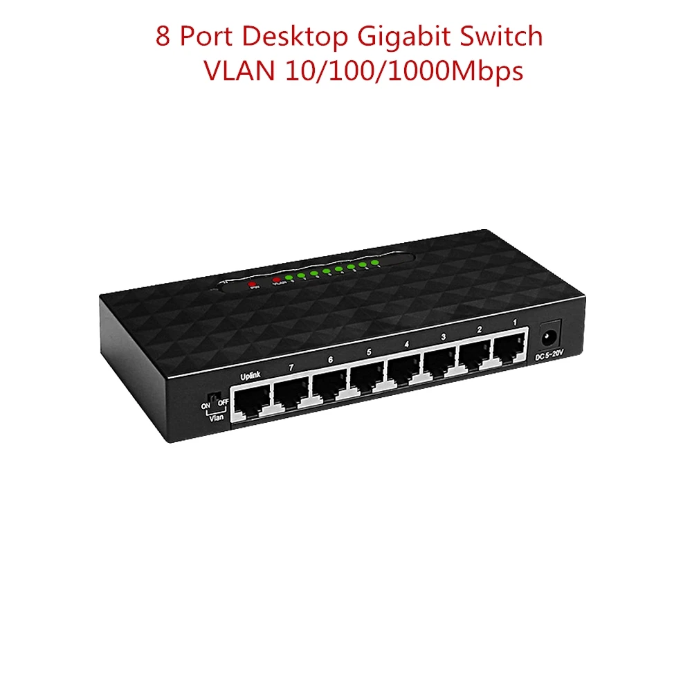 

8 Port Gigabit Network Switch 10/100/1000Mbps VLAN Gigabit Ethernet Smart Switcher Full Half Duplex Lan Hub Switch Drop Shipping