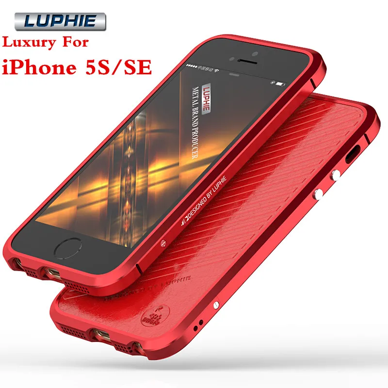 imágenes para Luphie Caja Del Teléfono Móvil para el iphone de Apple 5S iPhone SÍ Antidetonantes Cubierta de Pegatinas de Parachoques de Aluminio + Cuero imágenes para Luphie Caja Del Teléfono Móvil para el iphone de Apple 5S iPhone SÍ Antidetonantes Cubierta de Pegatinas de Parachoques de Aluminio + Cuero