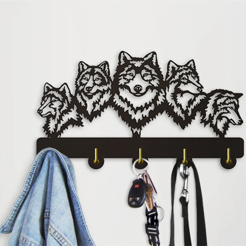1Piece Wildlife Wolf Decorative Wall Hanger Wolf Family Clothes Wall