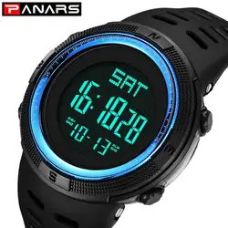 PANARS цифровые часы Для мужчин спортивные водонепроницаемые электронные наручные часы светодиодный хронограф с секундомером Для мужчин s