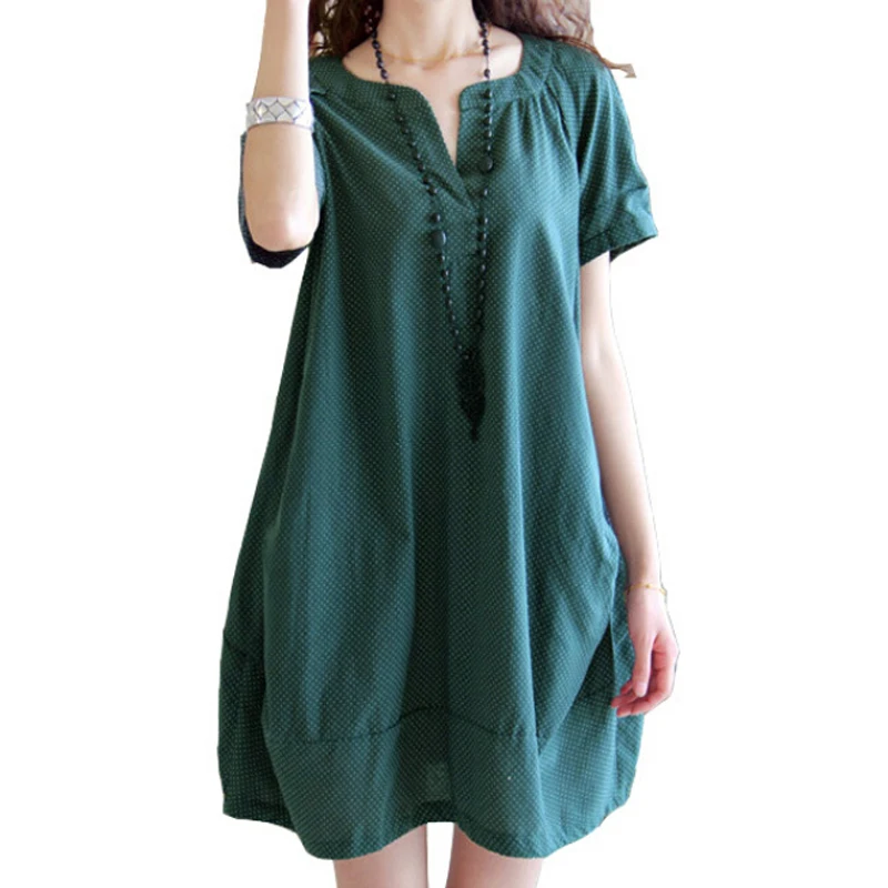 Cotton Linen Maternity Clothes for Pregnant Women V neck Formal