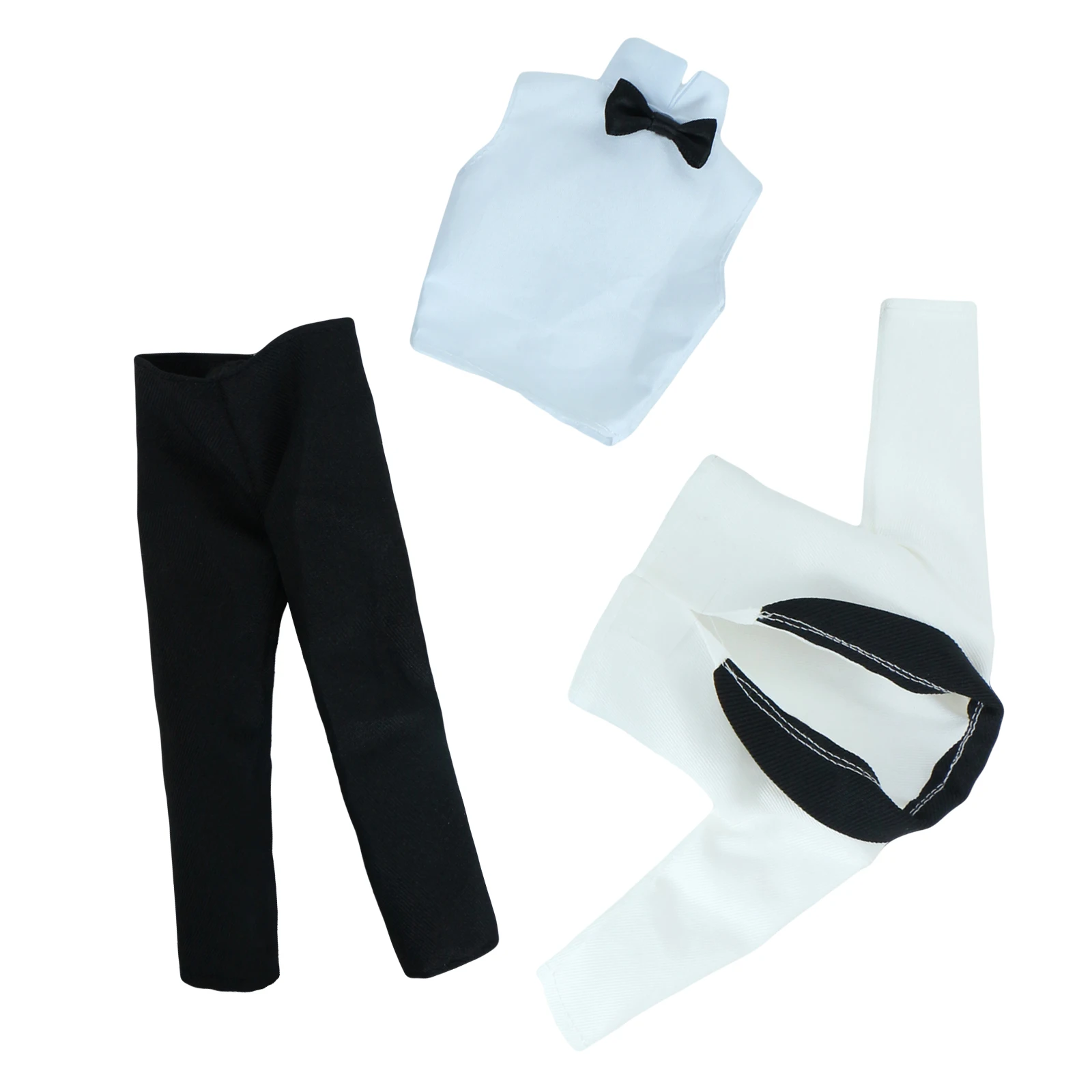 2 комплекта, деловой костюм, черные брюки+ белая рубашка с бантом+ пальто, мужские наряды, свадебная одежда для Барби, аксессуары для куклы Кена