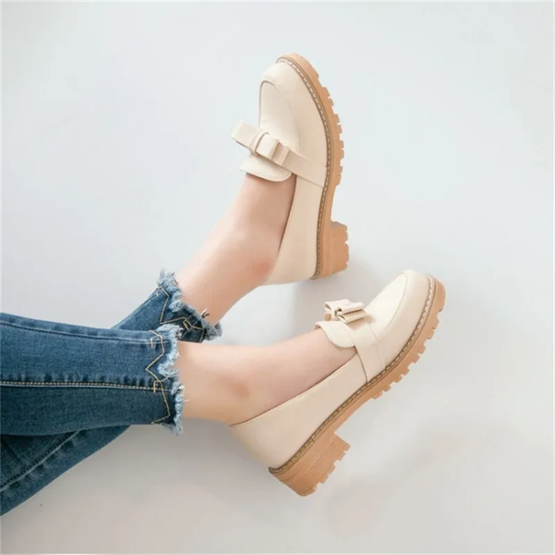 New Fashion Bow Shallow Mouth Slip-on Women Flats Sweet Ladies Casual Flat Shoes Big Size 32-43 Women Loafers Shoes Woman Oxford (10)
