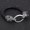 Bracelet avec tête de loup pour hommes, en cuir tissé, accessoire Punk, corde charmante, chaîne à la main ► Photo 3/6