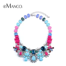 EManco tres colores de cristal colorido collar de gargantilla de declaración de acrílico de la joyería cristales flor bib collares bisuteria mujer