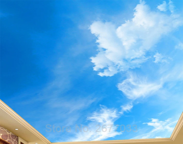 Blue Sky белые облака потолок настенной ткань пользовательских фото настенные Бумага 3D Гостиная Спальня стены, потолок Бумага покрытия стен