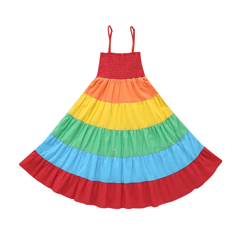 

New Baby Girl Dress Clothes Toddler Kids Girls Princess Clothes Sleeveless Chiffon Tutu Rainbow Sling Dresses Infantil