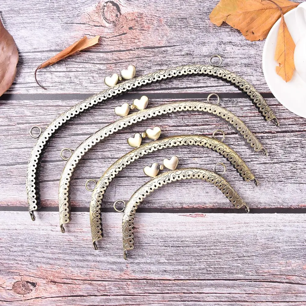 

1pcs 4 Sizes Purse Frame Hanger Embossing Bronze Metal Heart Kiss Clasp Purses Handle Accessories Handbag Handmade Diy Bag Parts