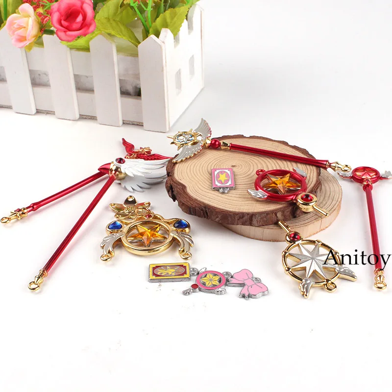

Sakura Card Captor Figure Star Magic Wand Key Pendant Necklace Clow Card Accessories Set Cardcaptor Sakura Decoration girl Dolls