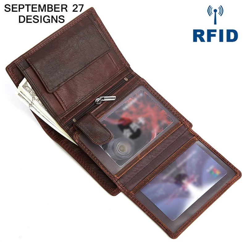 Мужской кошелек из натуральной кожи Ретро стиль RFID бифолд верхнее покрытие кожа
