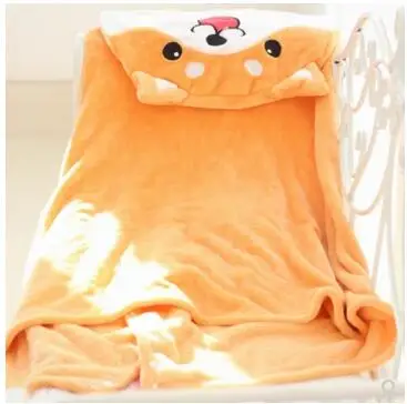 

Cute cute Shiba Inu puppy cartoon flannel nap air conditioning blanket hooded large shawl cloak small blanket