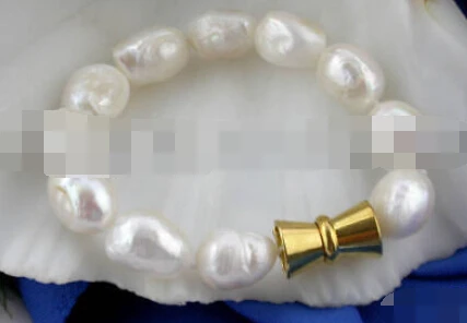 

FREE SHIPPING>>>@@ 0667 WHITE BAROQUE FRESHWATER PEARL BRACELET BANGLE