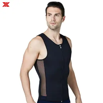 

HEXIN Men Waist Trainer Vest Elastic Mesh Neoprene Slimming Body Shaper Sauna Sweat Suits for Weight Loss Zipper Sauna Tank Top