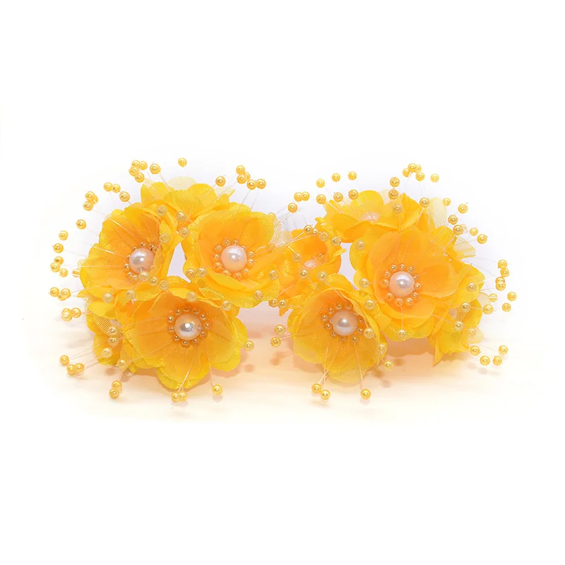 18 шт./лот искусственный цветок 3,5 см Шелковый жемчужный букет сакуры Свадебные украшения для дома DIY гирлянда скрапбук ремесло поддельные цветы - Цвет: F08 Yellow