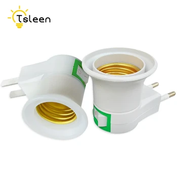 

Promotion! 1PC E27 LED Light Lamp Base Male Socket To EU Type Plug Adapter Converter With ON OFF Button Bulb Holder E14