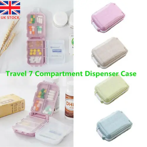 

Pill Box Mini 7 Grids Medicine Tablet Week Pillbox Case Container Organizer Health Care Drug Travel Divider Portable Blue Tool