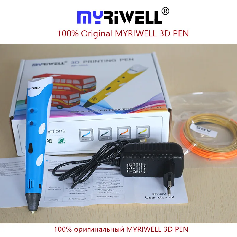 Myriwell 3D Ручка RP 100A 1,75 мм нить 3d печатная ручка 3 d ручка+ 100 м abs безопасный пластик+ супер подарок для детей подарок на день рождения