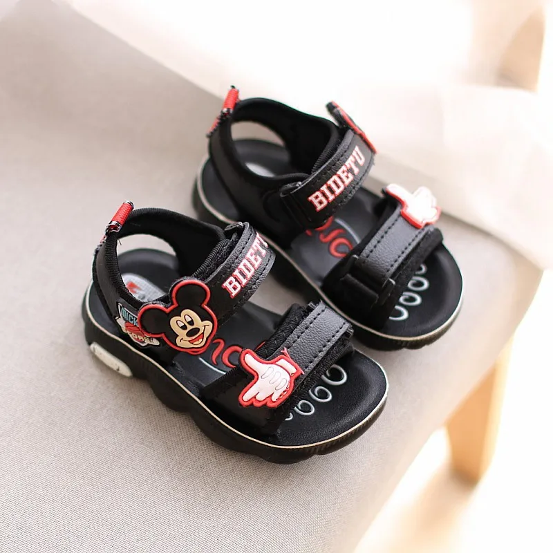 Disney/Детская Нескользящая повседневная обувь с мягкой подошвой с Микки; обувь для малышей; сандалии для младенцев; пляжная обувь