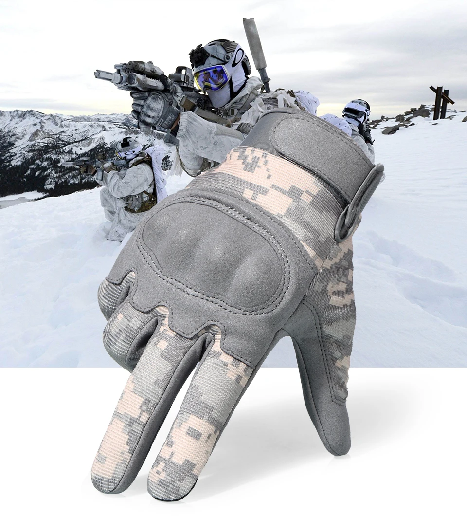 ACU камуфляж сенсорный экран тактические перчатки военные страйкбол Пейнтбол выстрел боевой антискользящий с твердыми костяшками полный