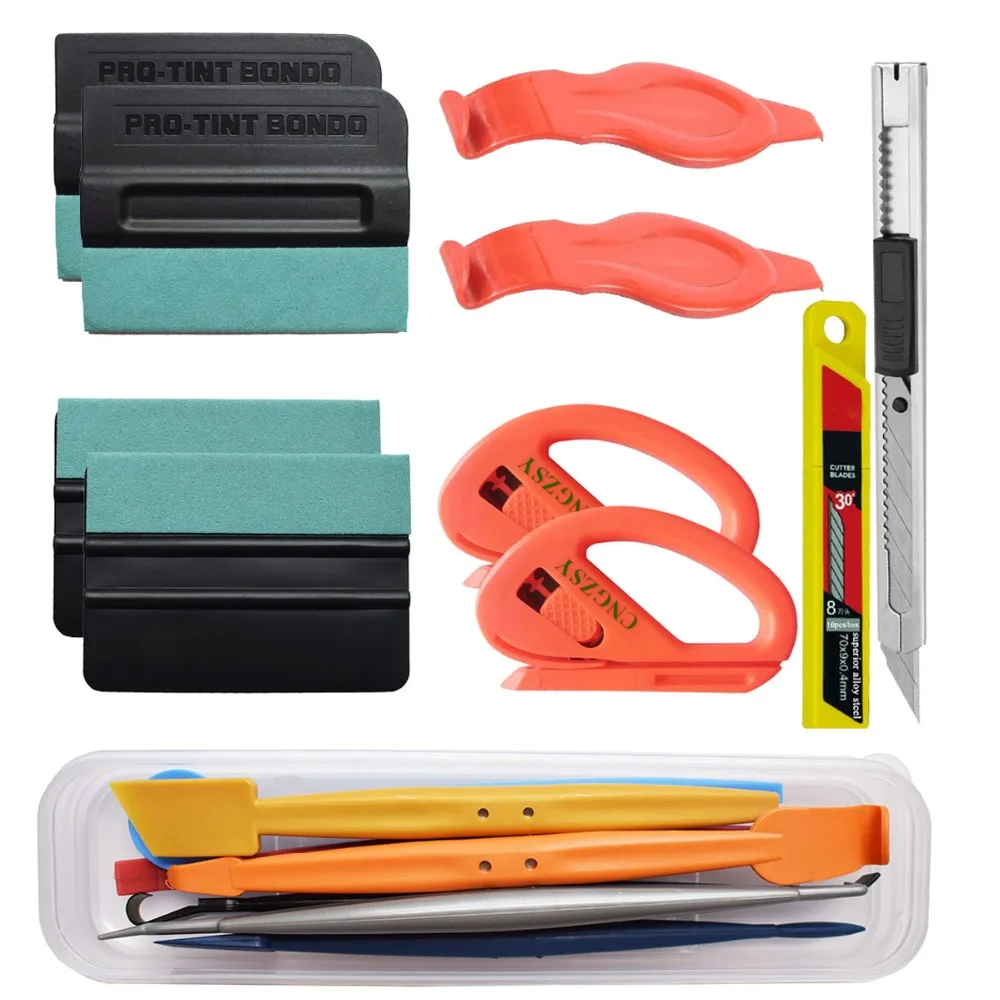 

17 in 1 Window Tint Wrapping Squeegee Auto Magnet Holder Cutter Knife Blades Car Sticker Scraper Film Installing Vinyl Tools K99