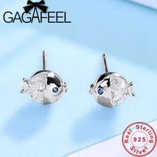GAGAFEEL милые 925 пробы серебряные серьги кристалл серьги рыбки для женщин Мода девушка серебряные ювелирные изделия Прямая поставка