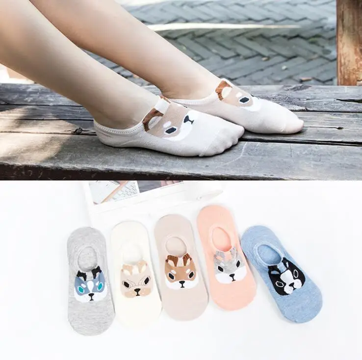 

Women Cotton Socks Cute Dog Short Ankle Socks Catton Socks Female Funny Lovely Harajuku Kawaii Short Boat Socks Summer Socks