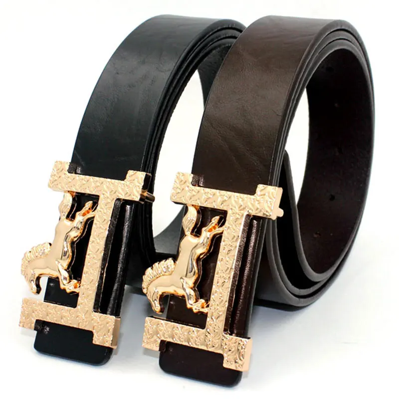 Free Shipping Geniune Male Mens Strap Leather Belts Durable Casual Coffee Belt with Rose Gold ...